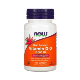 NOW Foods Vitamine D3 2000 UI – 120 softgels