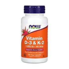 NOW Foods Vitamines D3 + K2 – 120 capsules végétales