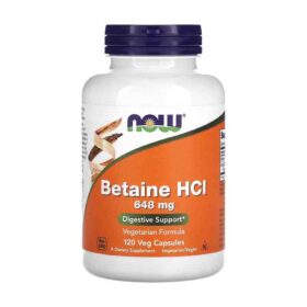 NOW Foods Bétaïne HCl 648 mg – 120 capsules végétales