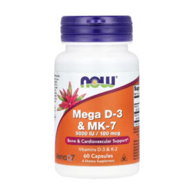 NOW Foods Mega D-3 + K2 MK-7 5000 UI / 180 µg – 60 softgels