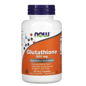 NOW Foods Glutathion 500 mg avec Chardon-Marie et Acide alpha-lipoïque – 60 capsules végétales