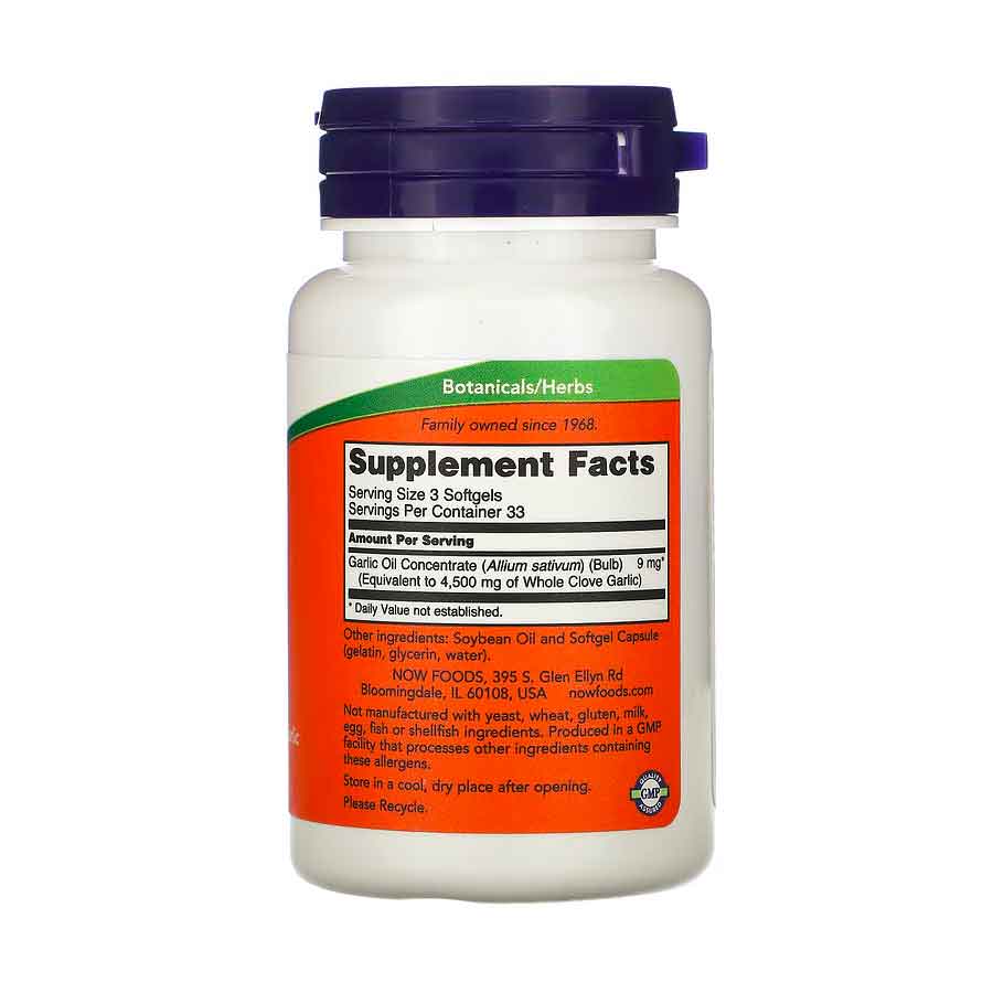 NOW Foods Huile d'ail 1500 mg – 100 softgels – Image 2