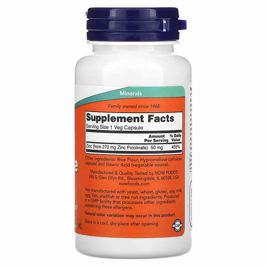 NOW Foods Picolinate de zinc 50 mg – 120 capsules végétales – Image 2
