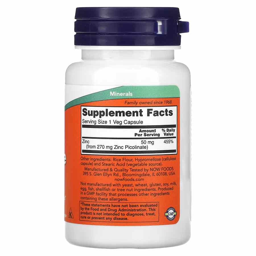 NOW Foods Picolinate de zinc 50 mg – 120 capsules végétales – Image 3