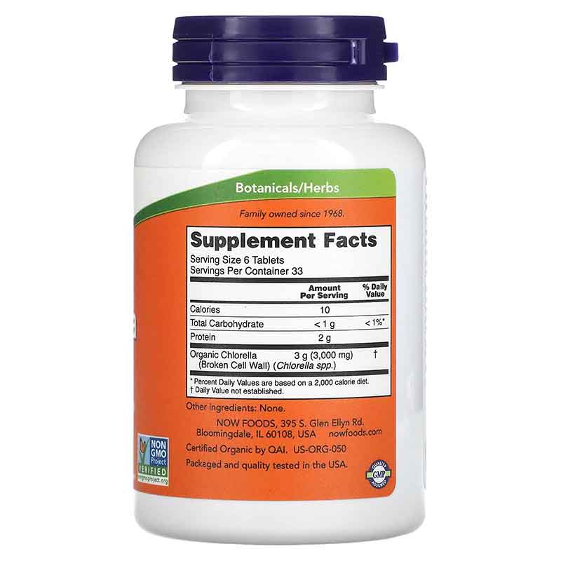NOW Foods Chlorelle bio 500 mg – 200 comprimés – Image 2