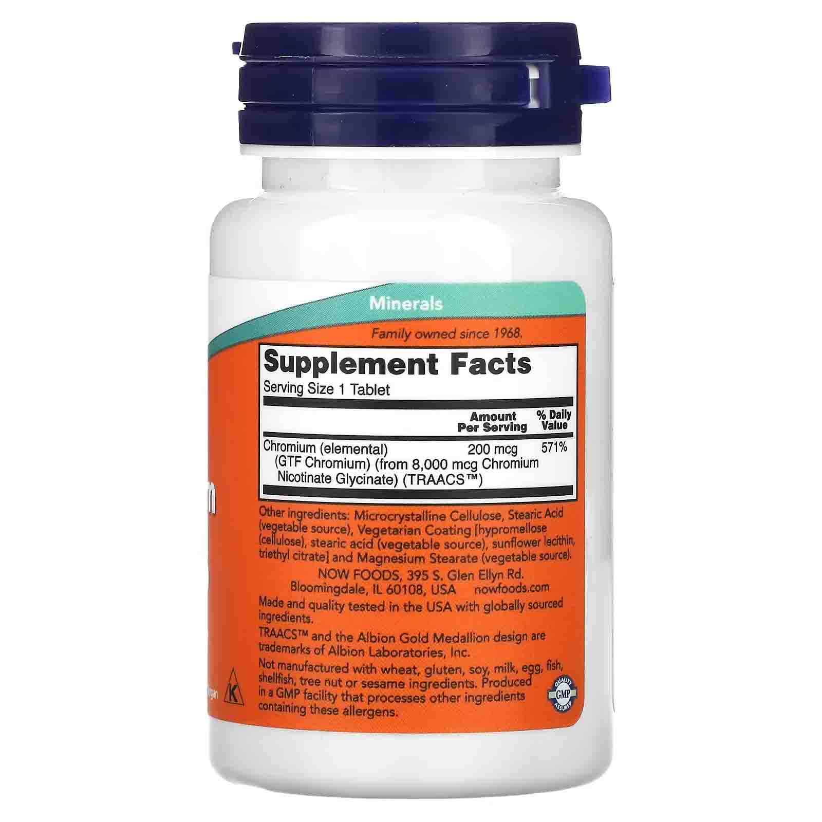NOW Foods Chrome GTF 200 µg – 100 comprimés – Image 2