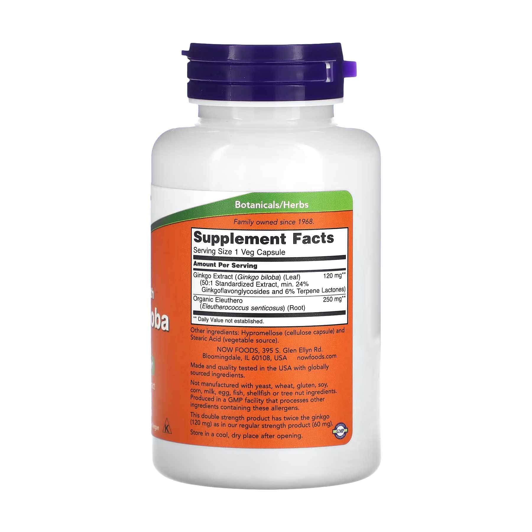 NOW Foods Ginkgo Biloba double concentration 120 mg – 100 capsules – Image 2