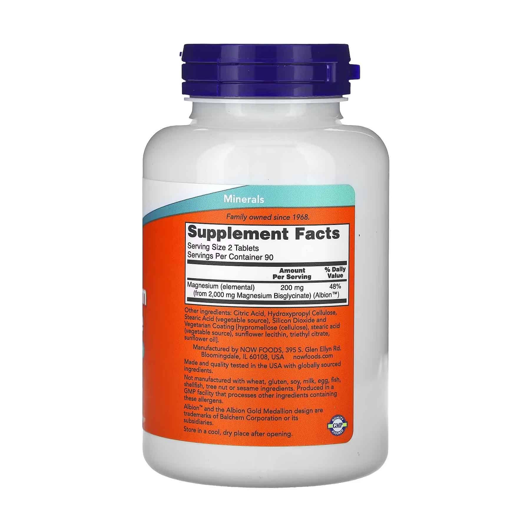 NOW Foods Glycinate de magnésium – 180 comprimés – Image 2