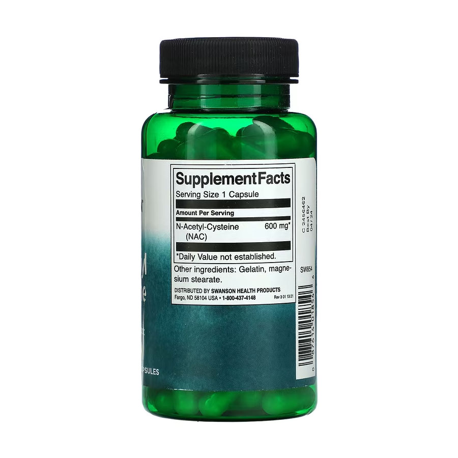 NAC N-acétylcystéine, Soutien antioxydant, 600 mg, 100 capsules, Swanson – Image 2