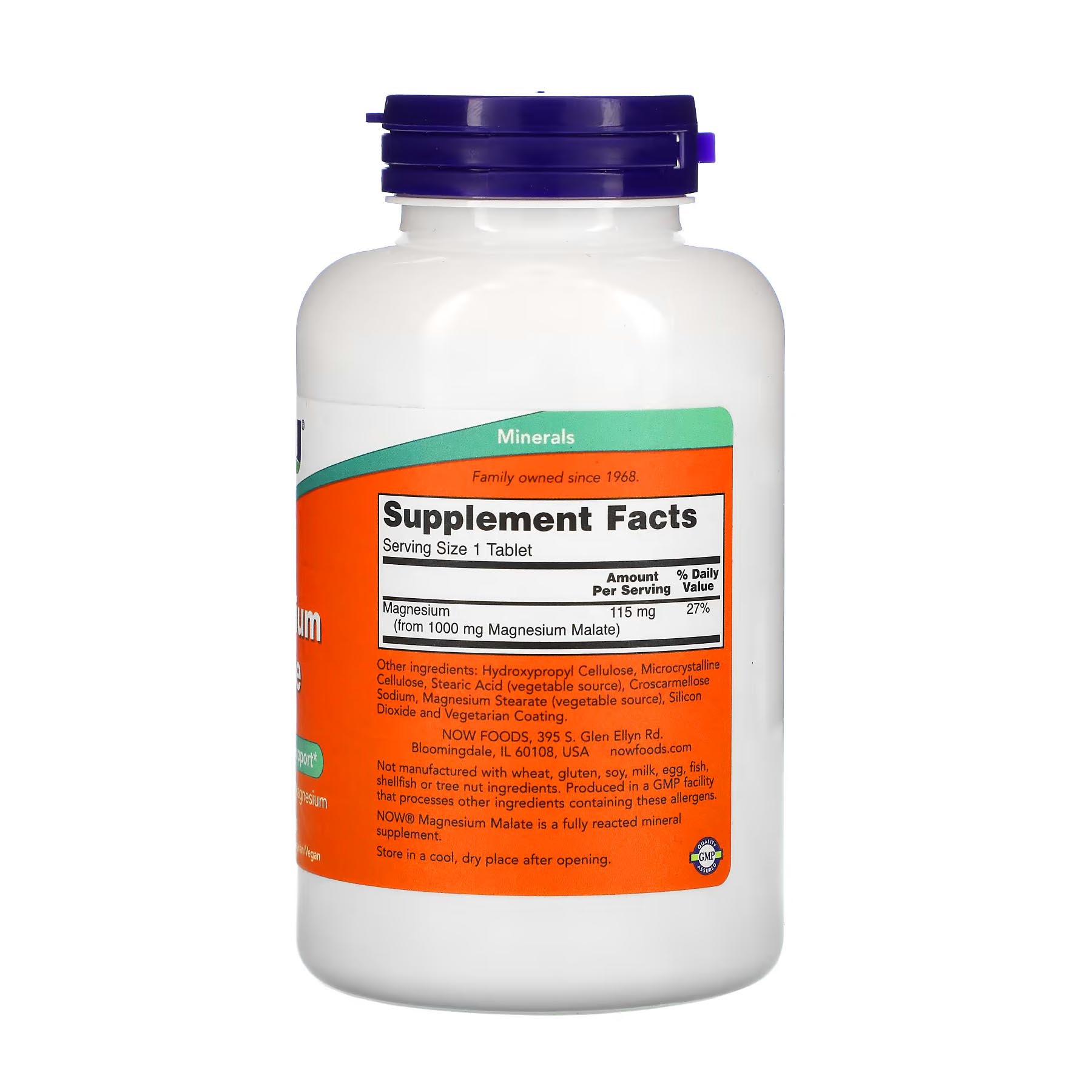 NOW Foods Malate de magnésium 1000 mg – 180 comprimés – Image 2