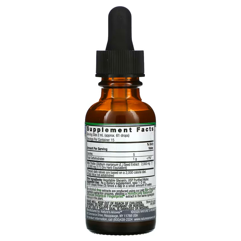 Graine de chardon-Marie, Extrait liquide, Sans alcool, 2000 mg, 30 ml , Nature's Answer – Image 2