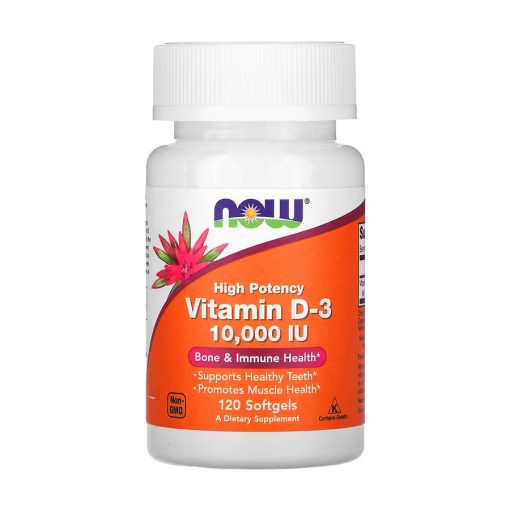 NOW Foods Vitamine D3 10 000 UI – 120 softgels
