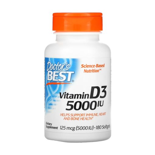 Vitamine D3, 125 µg (5000 UI), 180 capsules à enveloppe molle. Doctor's Best