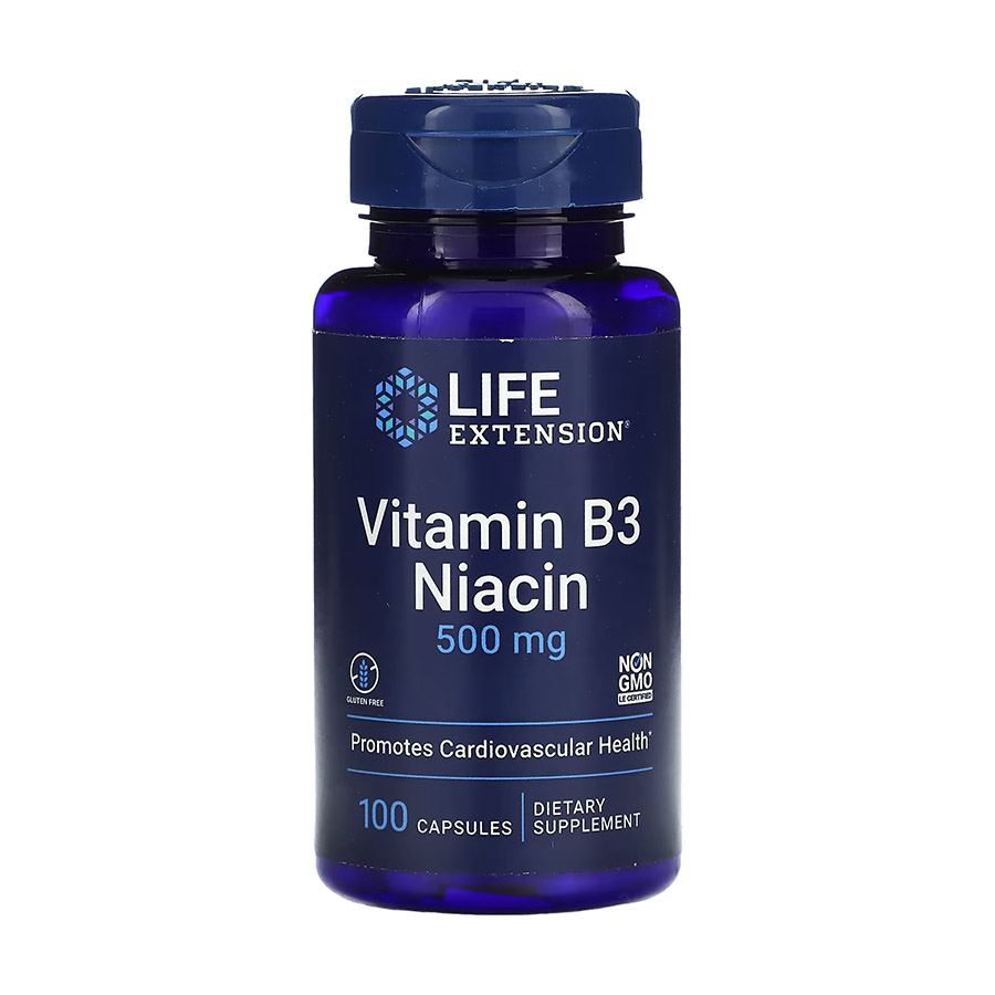 Vitamine B3 niacine, 500 mg, 100 capsules, Life Extension