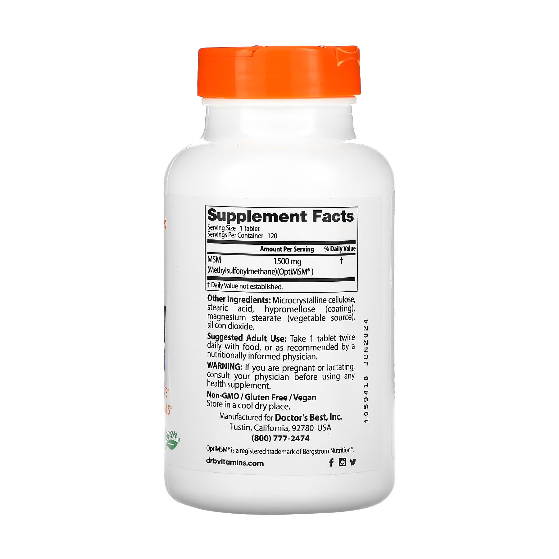 MSM avec OptiMSM, 1500 mg, 120 comprimés ,Doctor's Best – Image 2