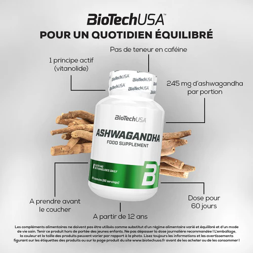 Ashwagandha 60 gélules , BiotechUSA – Image 2