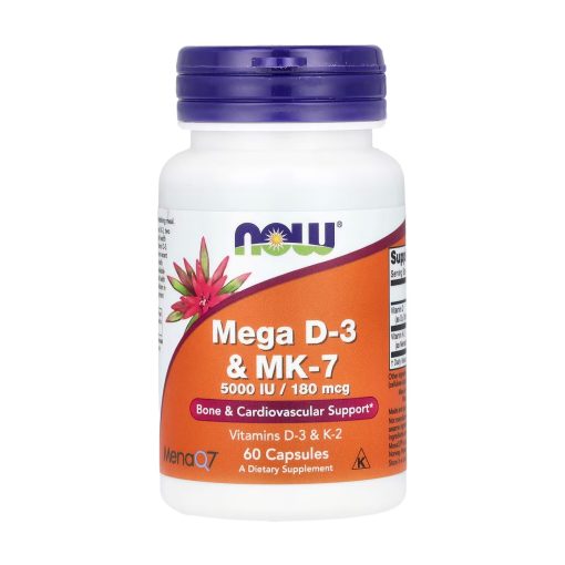 NOW Foods Mega D-3 + K2 MK-7 5000 UI / 180 µg – 60 softgels