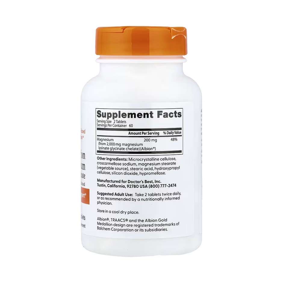 Doctor's Best, Magnésium à haute absorption, 100 mg, 120 comprimés – Image 2