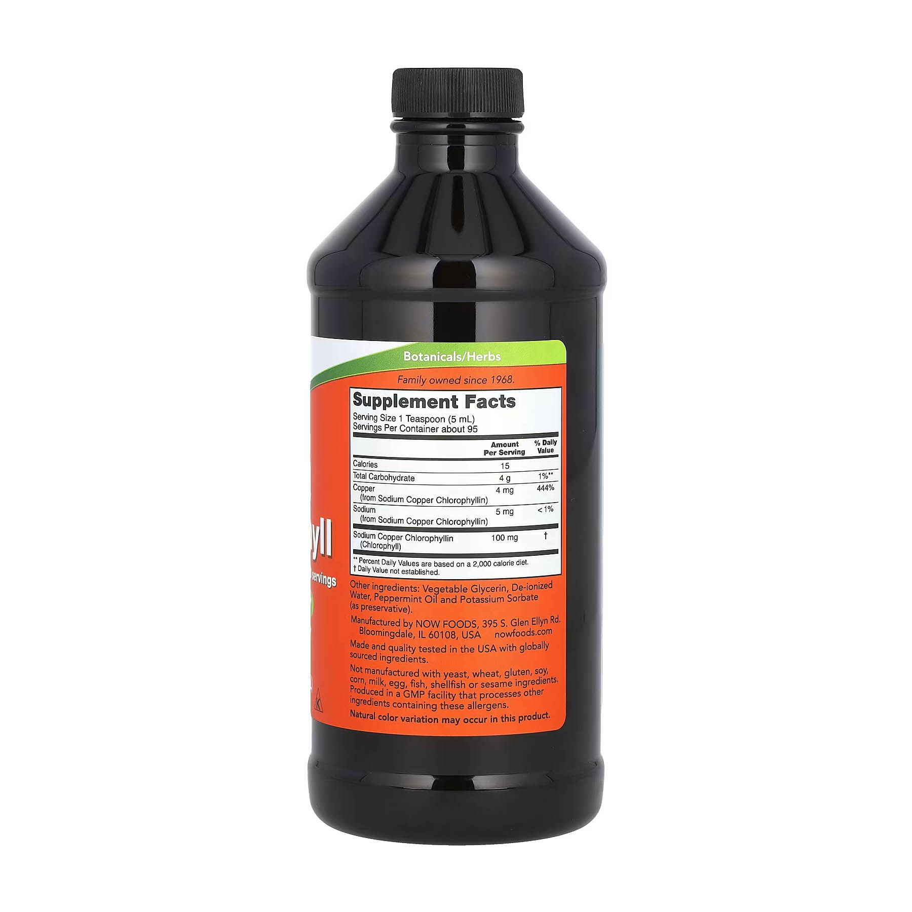 NOW Foods Chlorophylle liquide menthe – 473 ml – Image 2