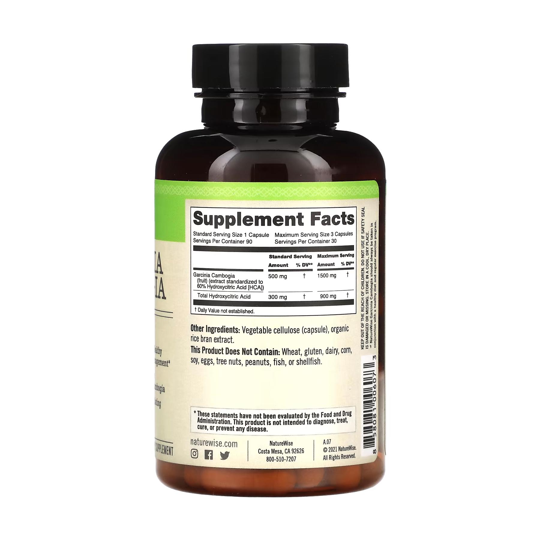 Garcinia Cambogia, 90 Vegetarian Capsules , NatureWise – Image 2