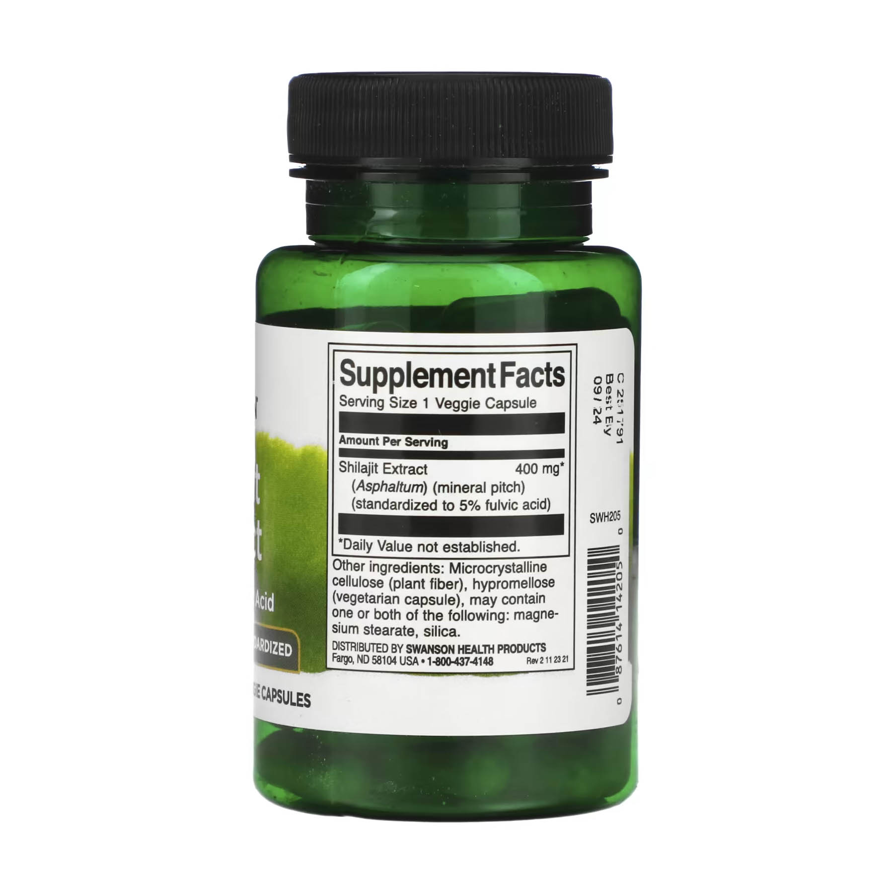Extrait de shilajit standardisé, 400 mg, 60 capsules végétariennes, Swanson – Image 2