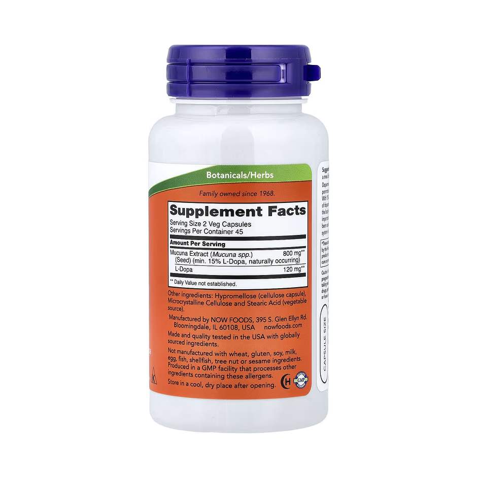 NOW Foods Dopa Mucuna – 90 capsules végétales – Image 2