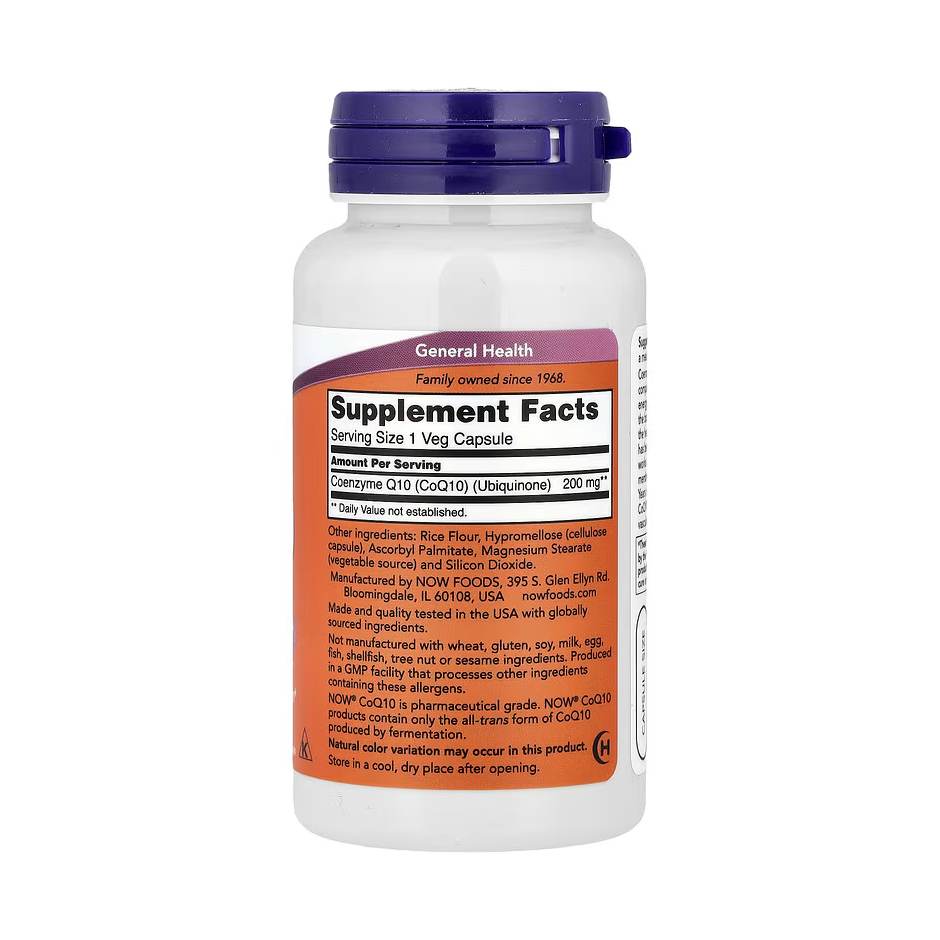 NOW Foods CoQ10 200 mg – 60 capsules végétales – Image 2